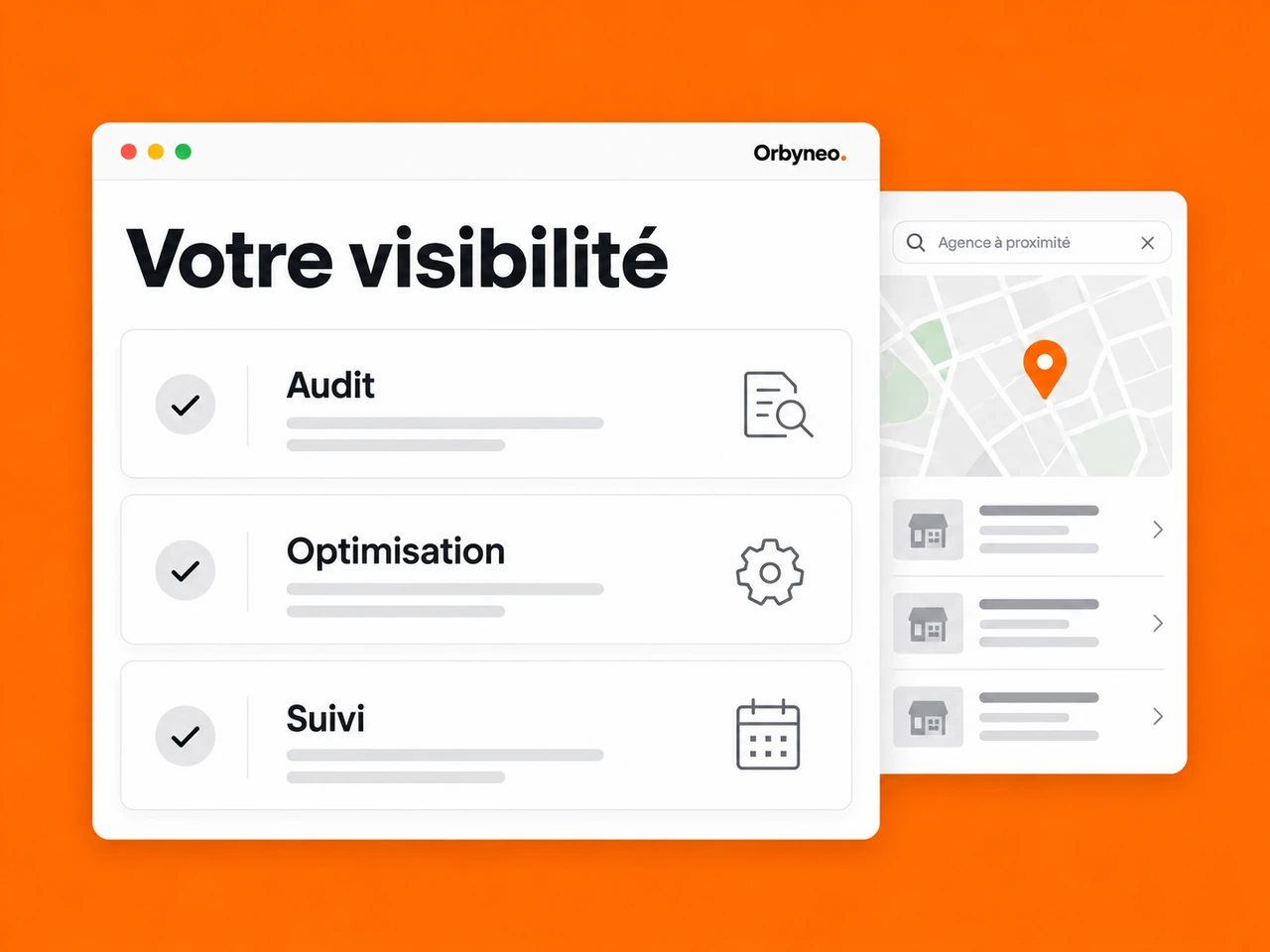 Illustration de l’accompagnement : audit, optimisation et suivi de la visibilité locale.